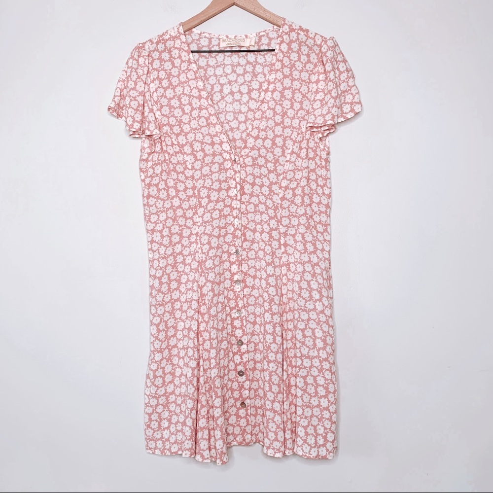BeachGold Floral Button Front Mini Dress